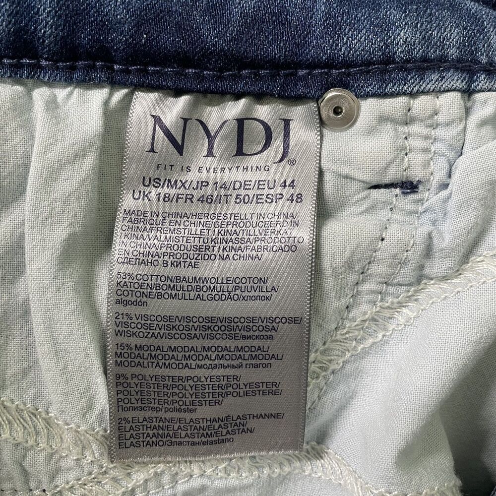 NYDJ Marilyn Straight Leg Jeans Blue High Rise Women Size 14 - Picture 7 of 9